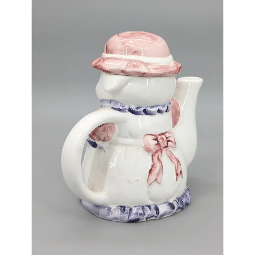 Anthropomorphic Ceramic Painted Pig & Flowers Tea Pot 6.5